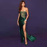 One Shoulder Satin Backless Maxi Dresses Thusfar