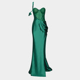 One Shoulder Satin Backless Maxi Dresses Thusfar