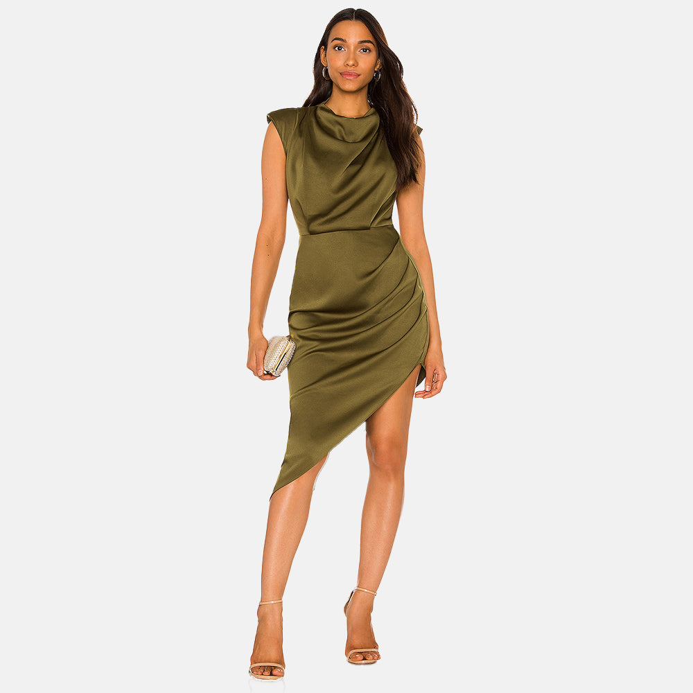 Sleeveless Irregular Diagonal Midi Dress Thusfar