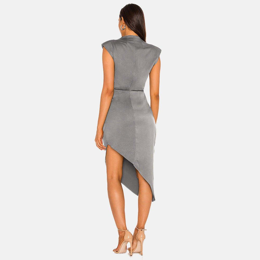 Sleeveless Irregular Diagonal Midi Dress Thusfar