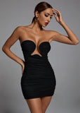 Strapless Backless Ruched Mini Dresses