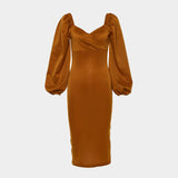 Alison Elegant Latern Sleeves Midi Dress Thusfar
