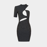 Hollow Out Personalized Knitted Mini Dress