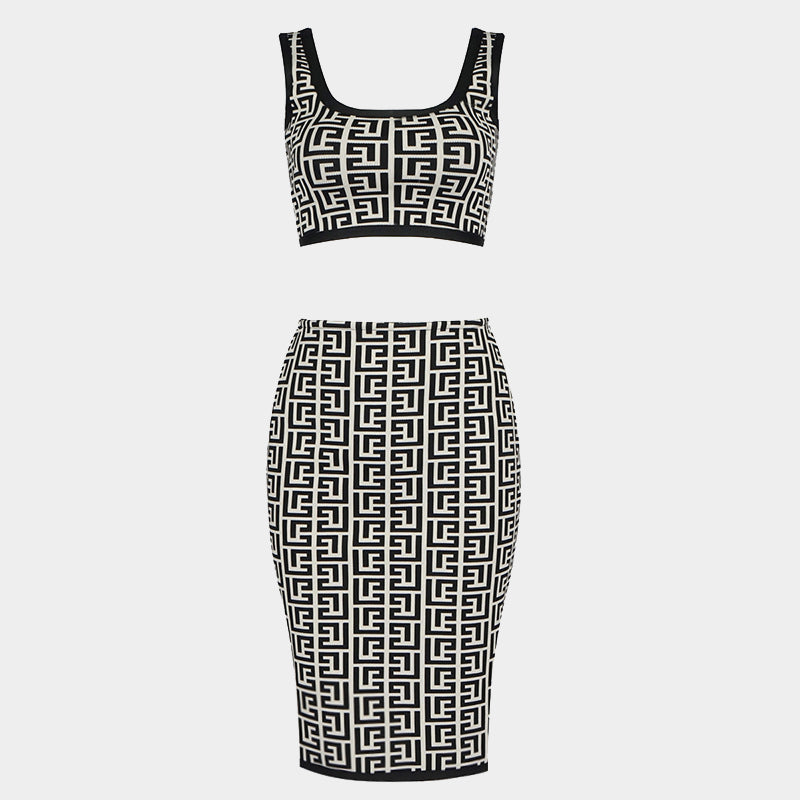 Geometric Jacquard two-piece dress Mini Dress Thusfar