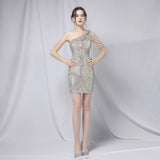 Clara Sequin One Shoulder Prom Mini Dresses Thusfar