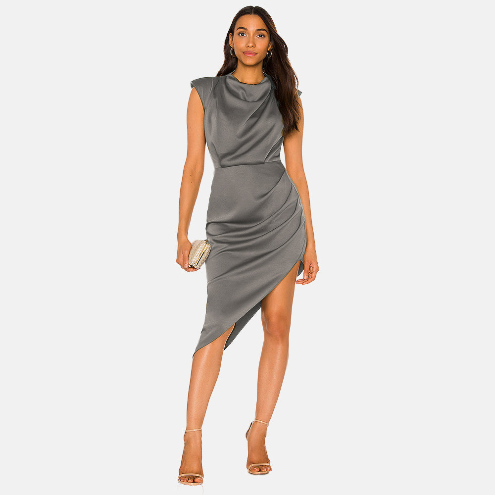 Sleeveless Irregular Diagonal Midi Dress Thusfar