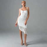 Elegant Lace Slim Bandage Midi Dress