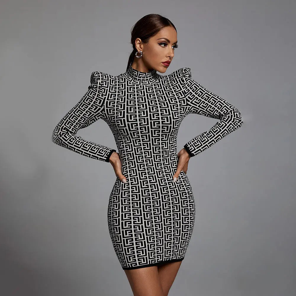 Geometric Jacquard Mini Dress Thusfar