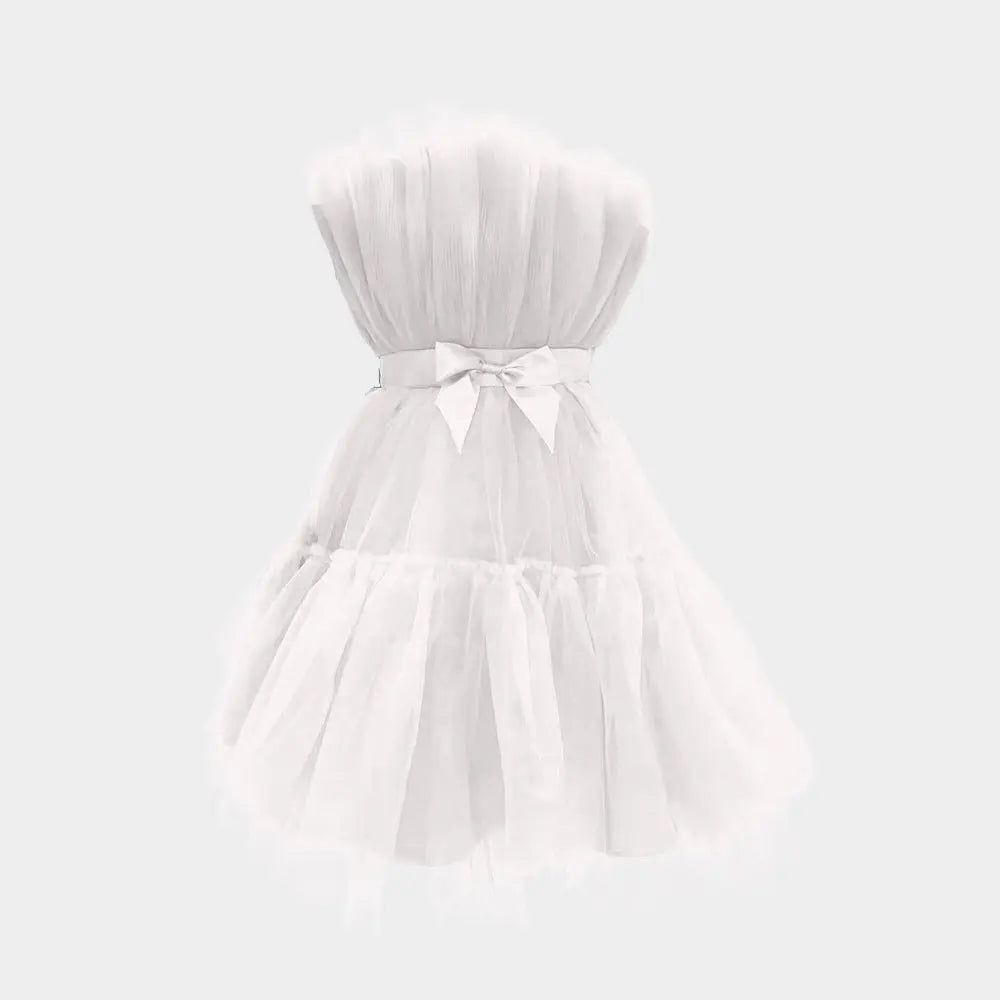 Off Shoulder Bow-knot Sleeveless Mini Dress Thusfar