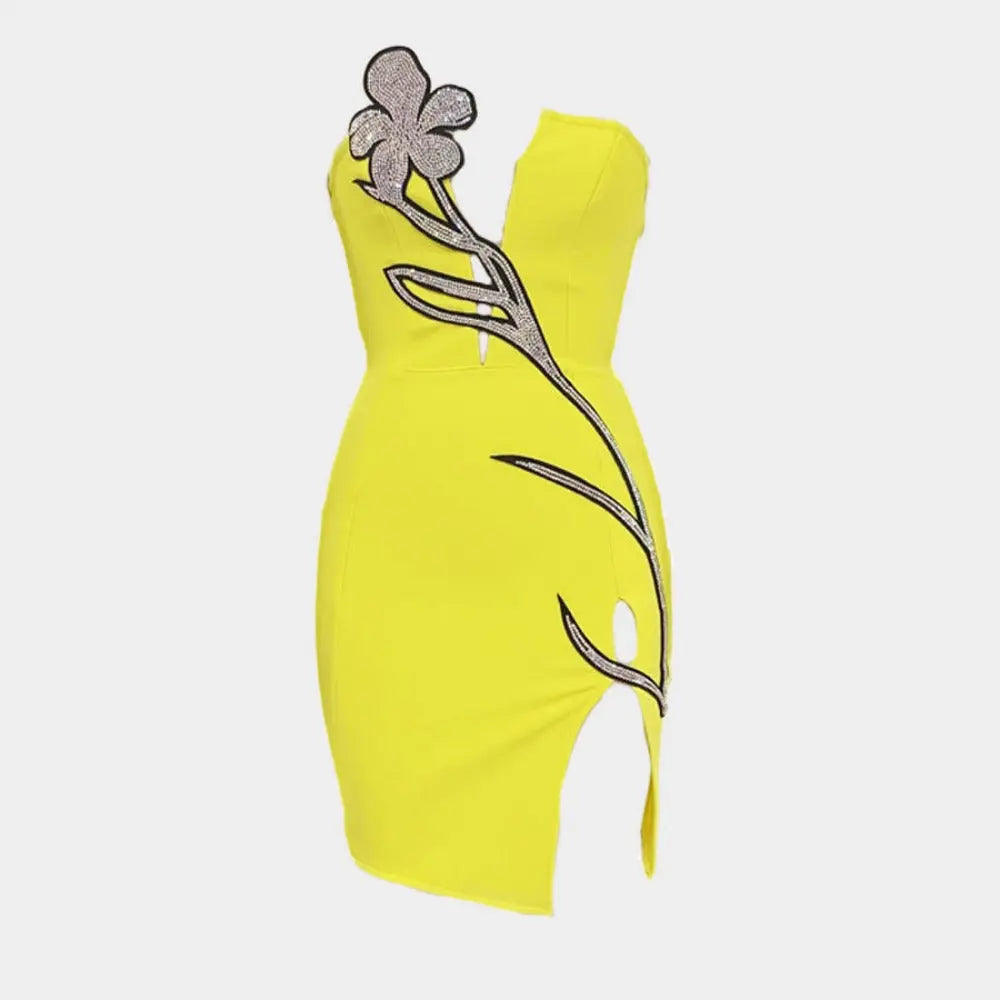 One-Shoulder Strapless Bandage Mini Dress Thusfar