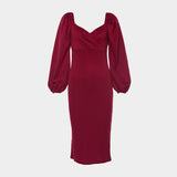 Alison Elegant Latern Sleeves Midi Dress